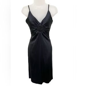 Vintage 90’s Y2K Maria Bianca Nero S Silk Beaded Midi Dress Whimsigoth Formal